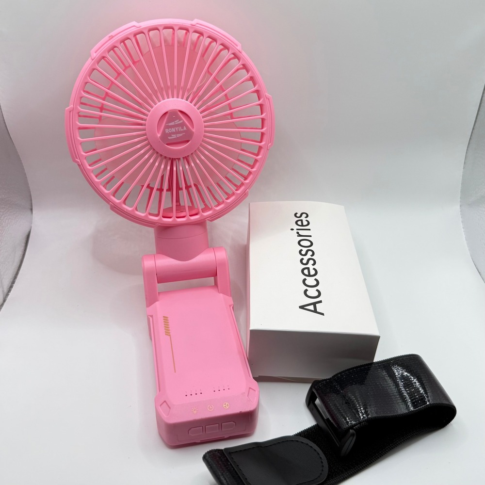 Ronyila A20 Portable Fan Pink New Rechargeable Clip On Folding Magnetic LED